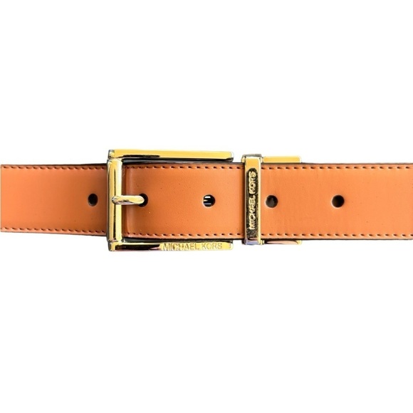 NEW Michael Kors Brown Leather Belt with Gold Buckle Size 34 Medium main image 8